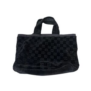Elie Tahari Velvet Monogram Tote Bag‎ Carryall in Black